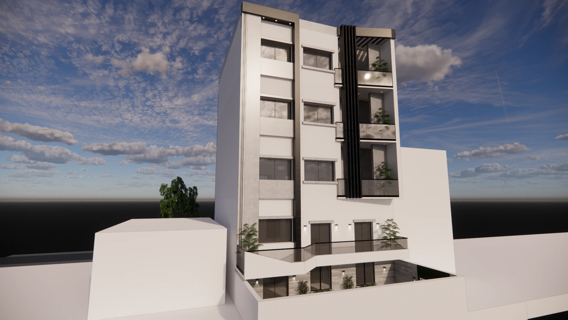 Villa moderne en R+2 avec entresol et buanderie intégrée