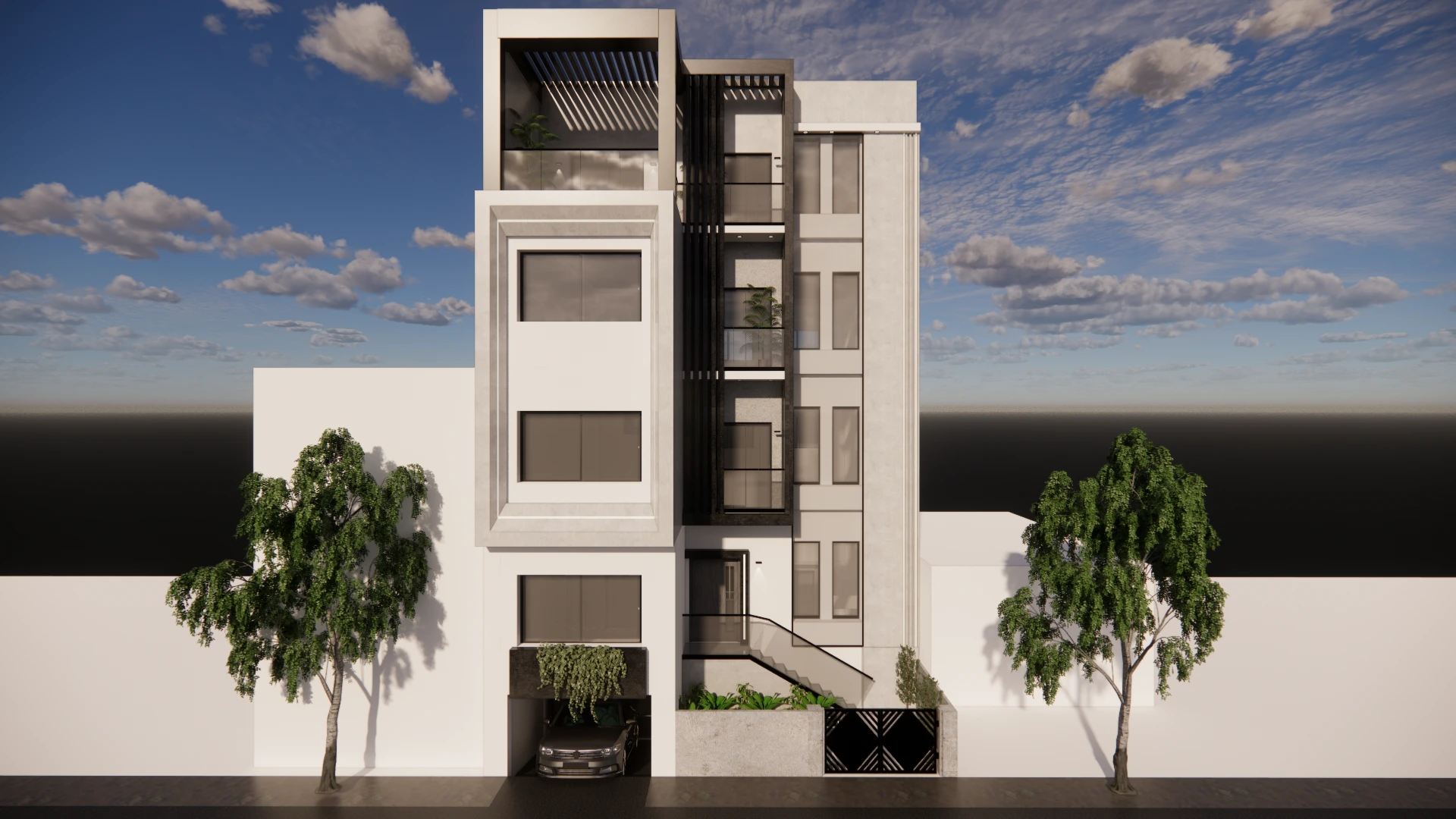 Villa moderne en R+2 avec entresol et buanderie intégrée