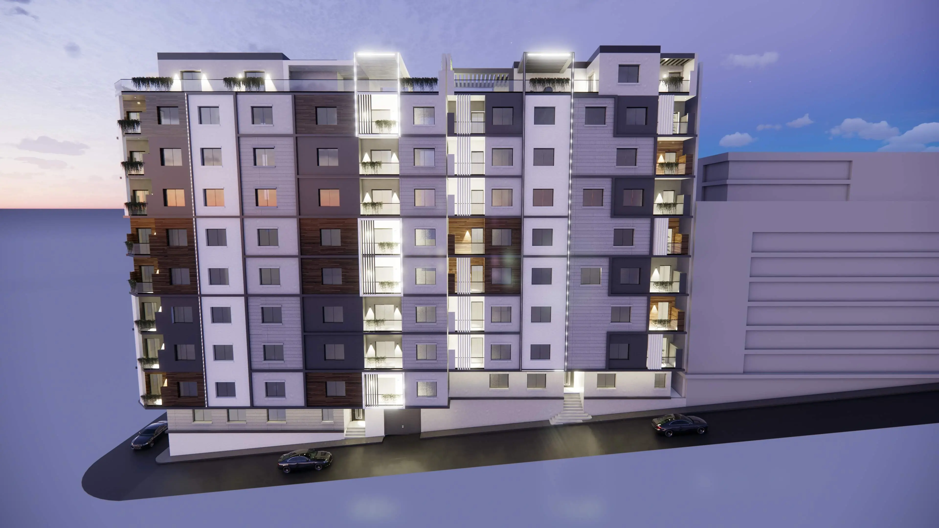 Construction d’un immeuble d’habitations en deux blocs “A” et “B” – R+7 + Attique avec sous-sols et entre-sols