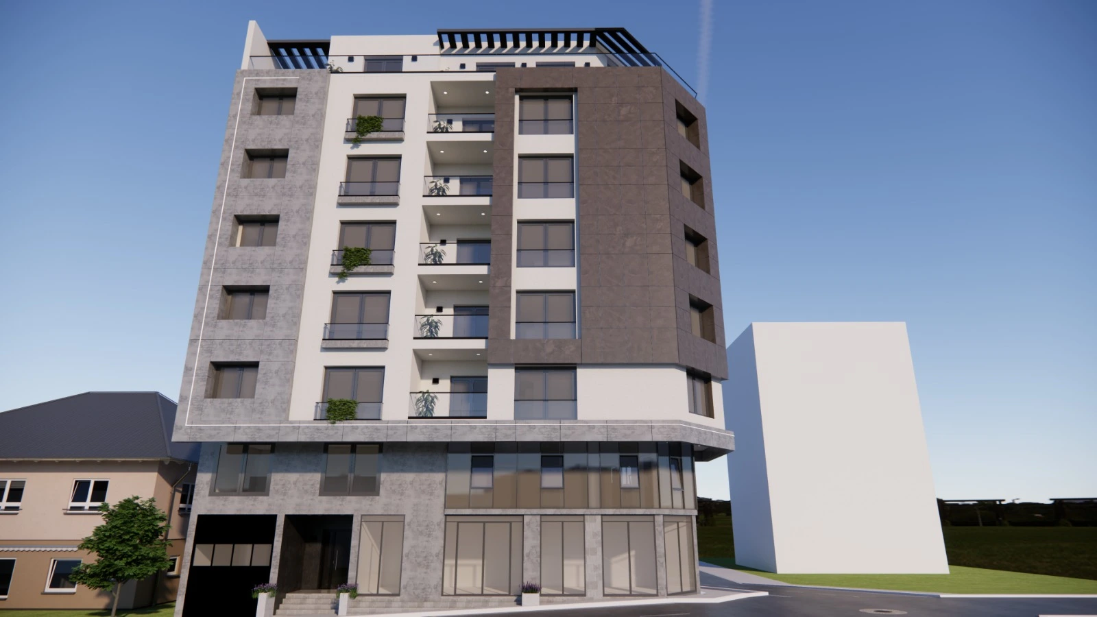 IMMEUBLE EN RDC + 05 ETAGES + MEZZANINE +TERRASSE AMÉNAGÉE + 2 SOUS-SOL