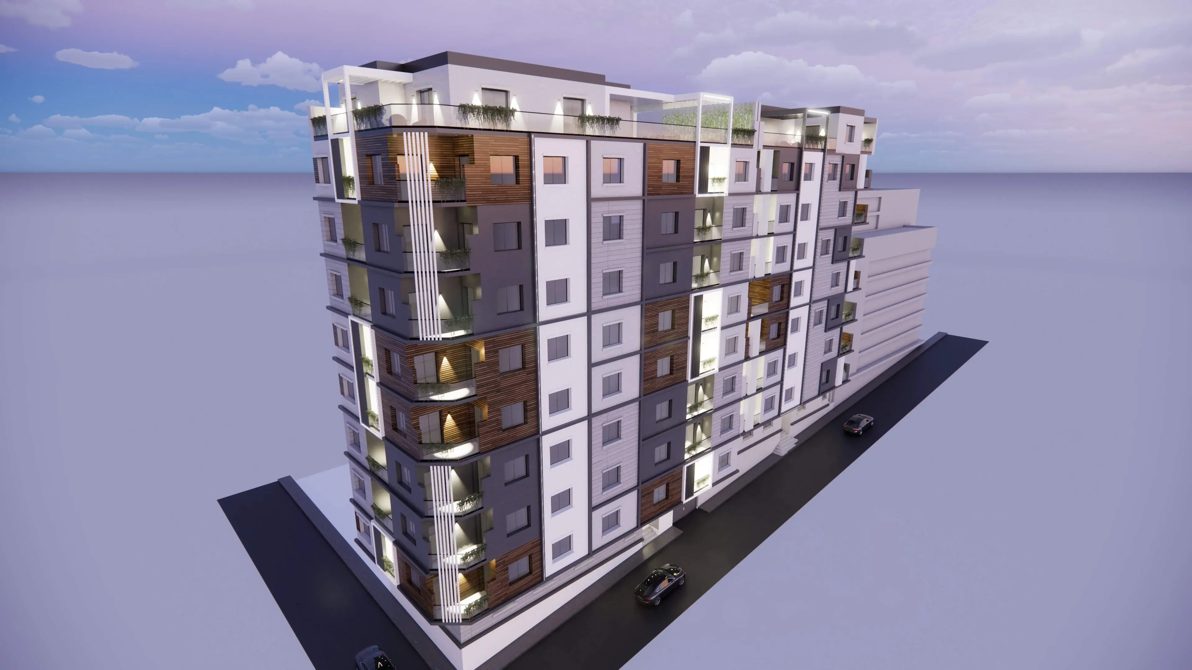 Construction d’un immeuble d’habitations en deux blocs “A” et “B” – R+7 + Attique avec sous-sols et entre-sols